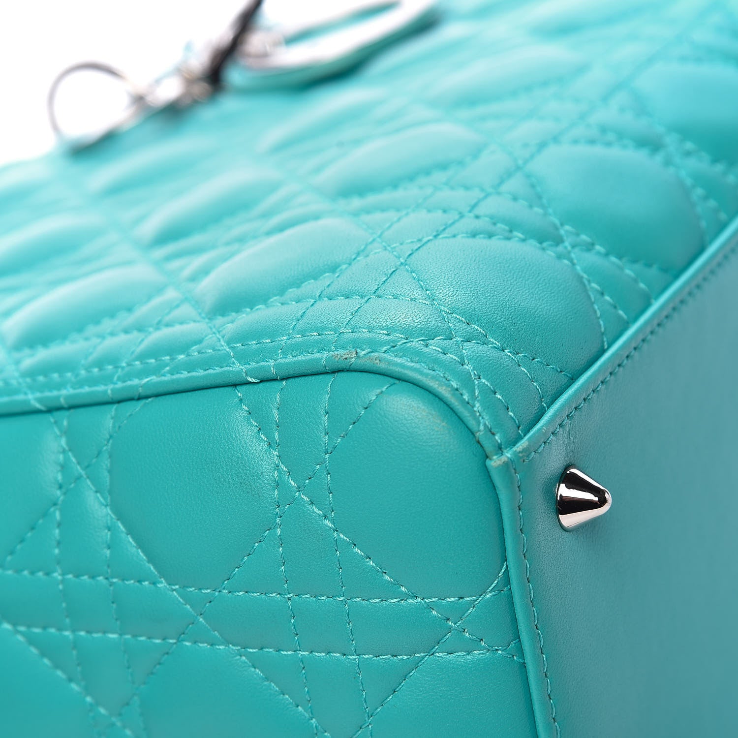 Christian Dior Lambskin Cannage Medium Lady Dior Turquoise 8 of 12