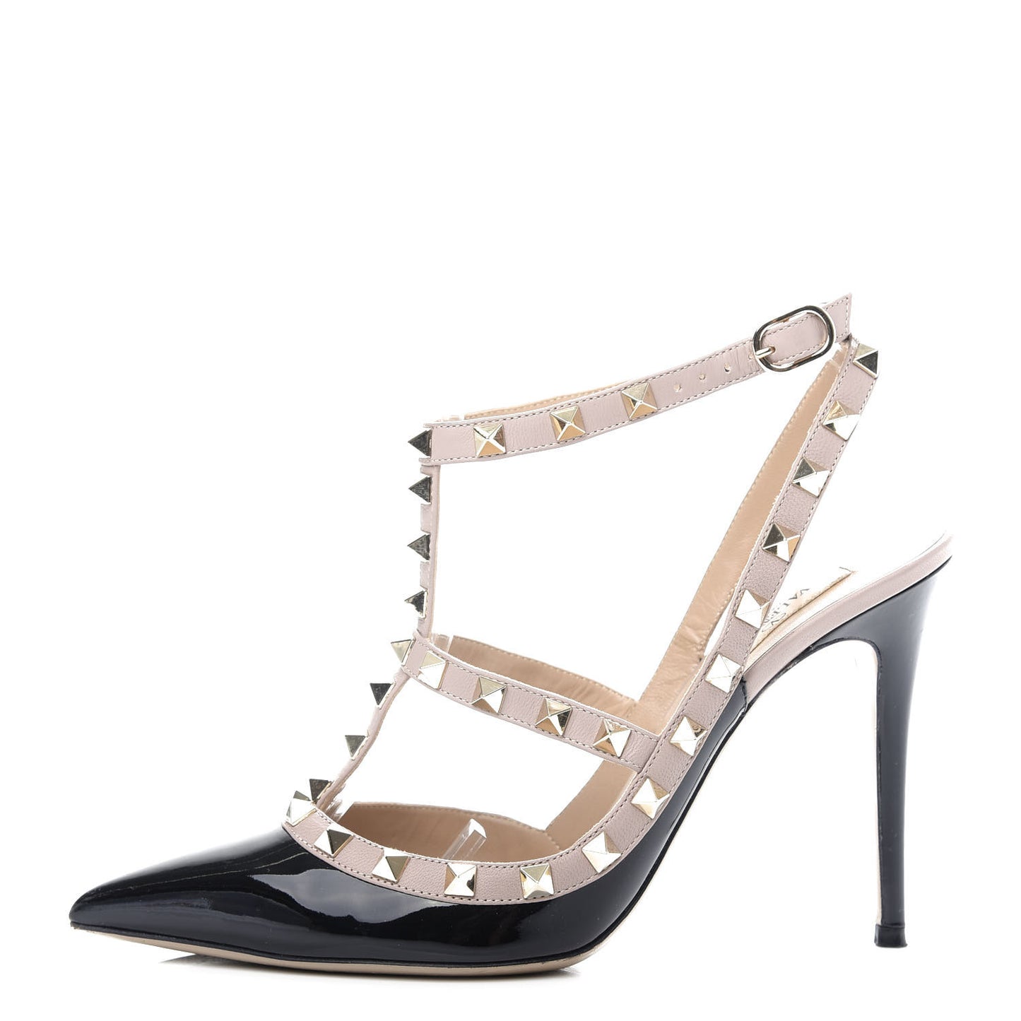 Patent Nappa Rockstud Ankle Strap 100mm Pumps 39 Black Poudre