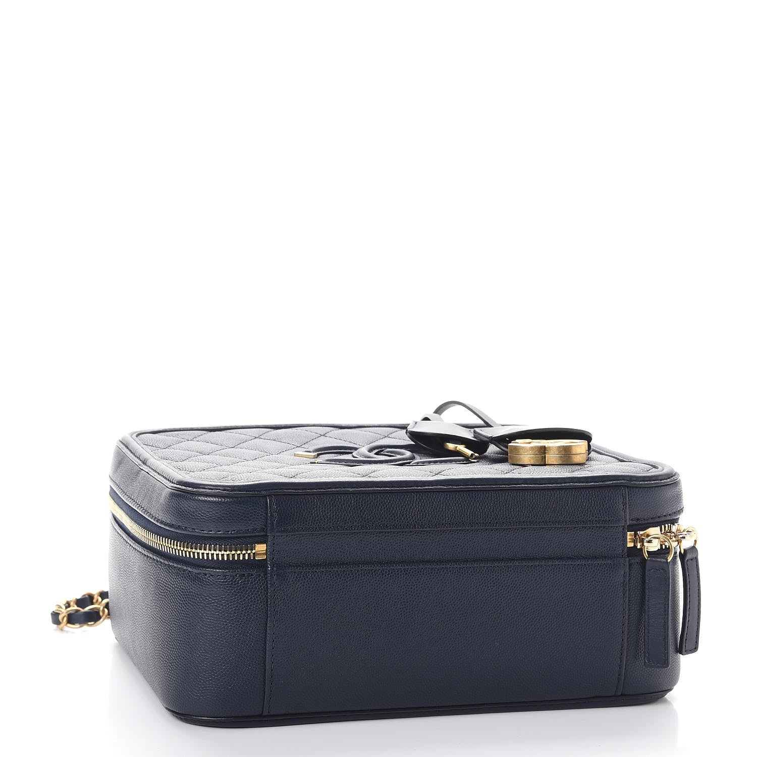 Chanel Caviar Quilted Large CC Filigree Vanity Case Navy 4 of 10