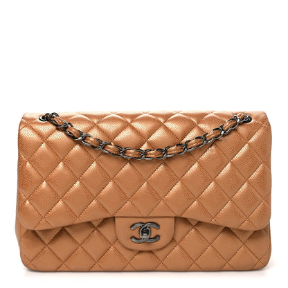 Chanel Metallic Caviar Quilted Jumbo Double Flap Copper 1 of 11