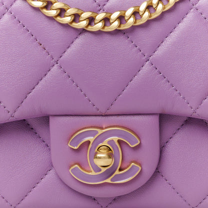 Chanel Lambskin Enamel Quilted Mini Pending CC Square Flap Purple 9 of 11