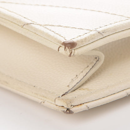 Saint Laurent Grain De Poudre Matelasse Chevron Monogram Envelope Chain Wallet Dove White 16 of 17