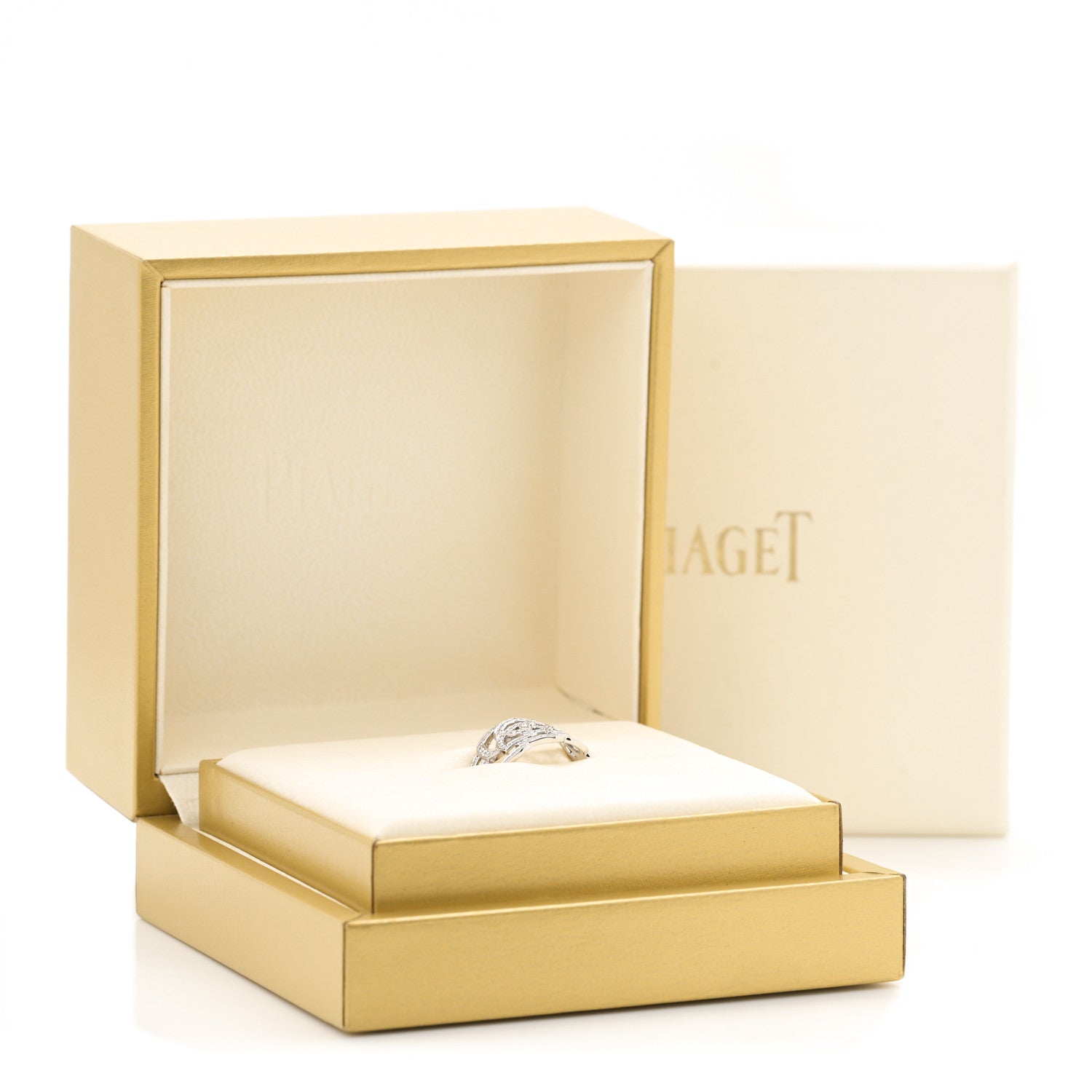 Piaget 18K White Gold Diamond .55ct Rose Ring 51 5.75 6 of 6
