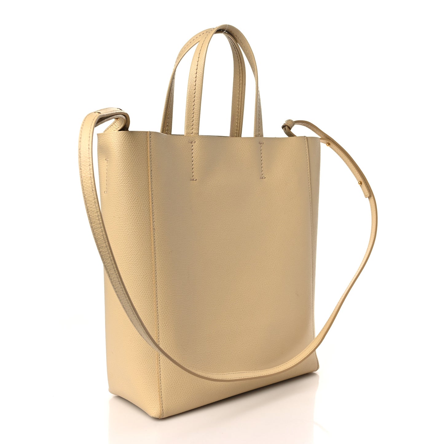 Grained Calfskin Small Vertical Cabas Sand