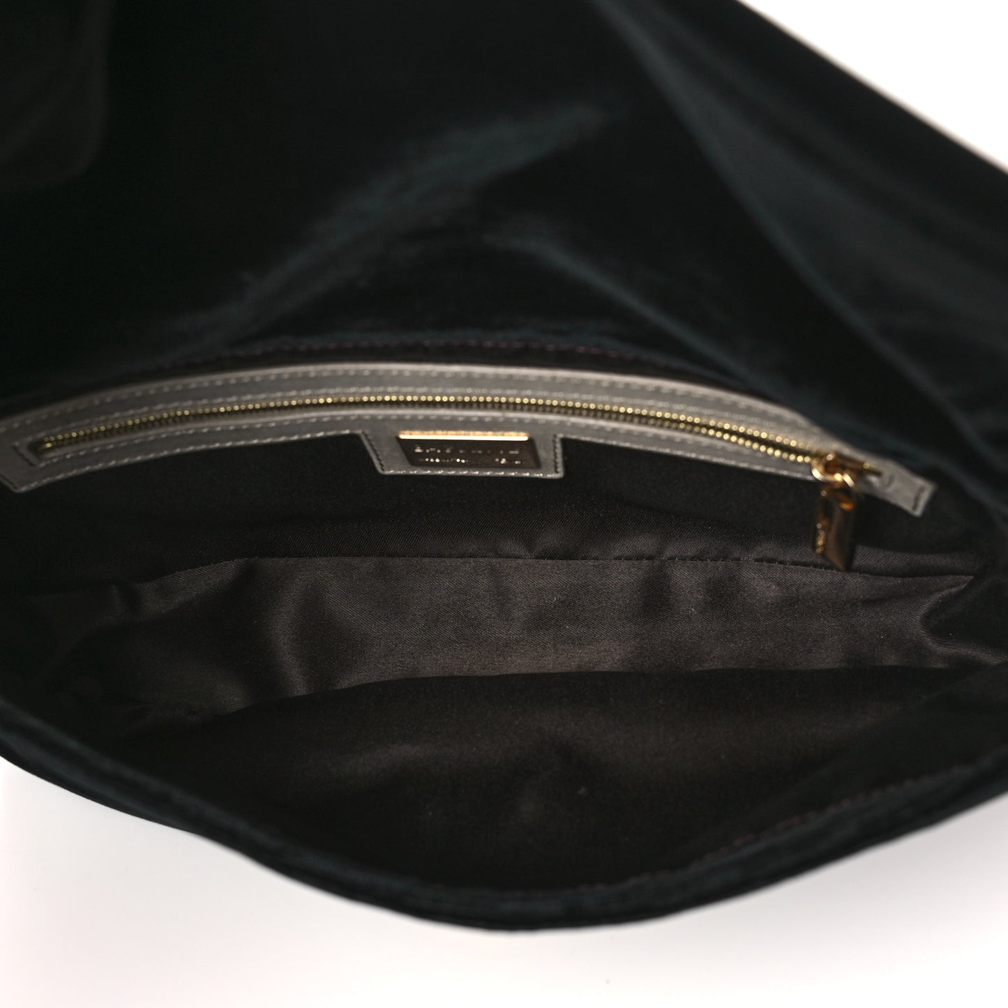 Velvet Metal Fringe Baguette Black Gold