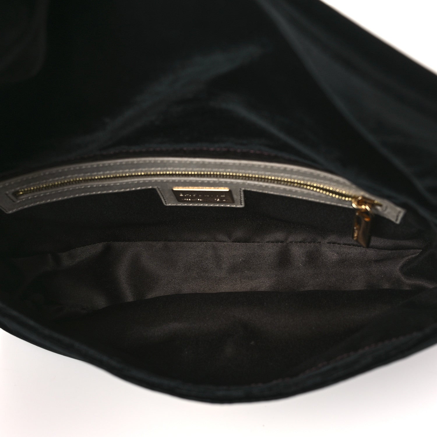 Fendi Velvet Metal Fringe Baguette Black Gold 5 of 10