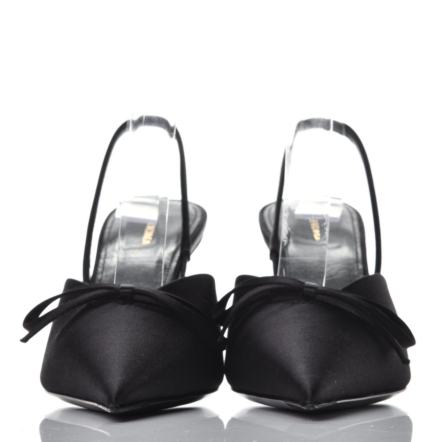 Satin Pointed Toe Knife Slingback Mules 35 Black