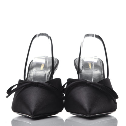 Balenciaga Satin Pointed Toe Knife Slingback Mules 35 Black 2 of 7
