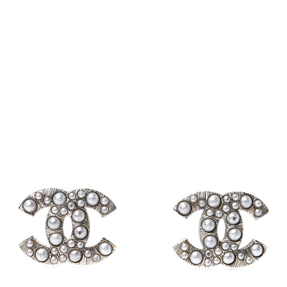 Chanel Pearl CC Earrings Silver 1 of 4