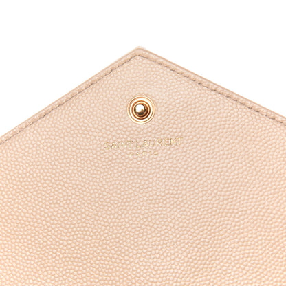 Saint Laurent Grain De Poudre Matelasse Chevron Monogram Chain Wallet Nude Powder 8 of 16