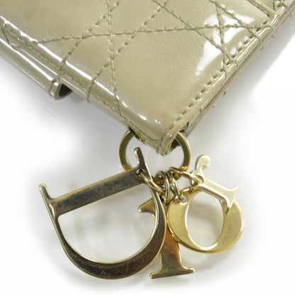 Christian Dior Patent Lady Dior Compact Cannage Wallet Beige 7 of 9