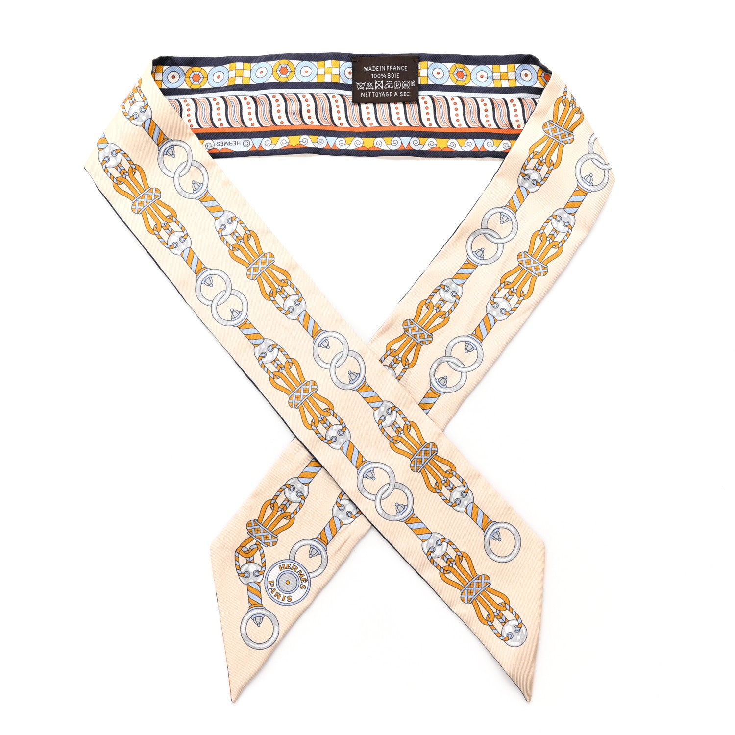 Hermes Silk Harnais En Rosace Twilly Creme Ciel Ocre 1 of 5