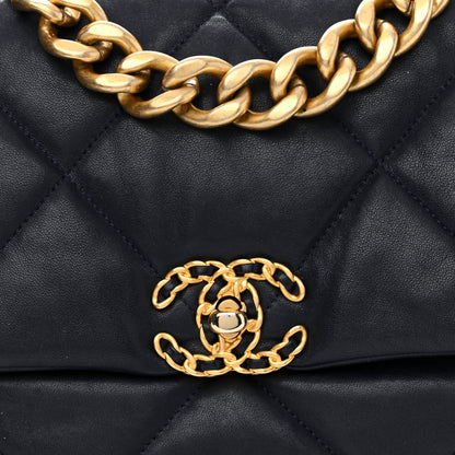 Chanel Goatskin Quilted Large Chanel 19 Flap Dark Blue 8 of 10