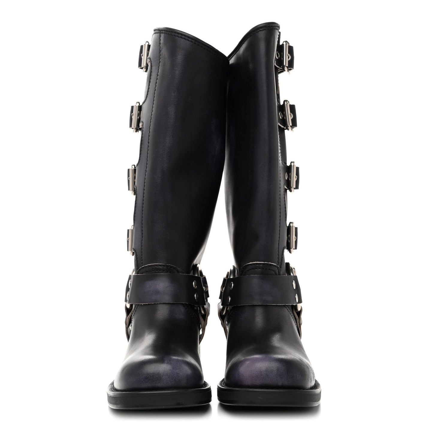 Calfskin Harness Boots 38 Black