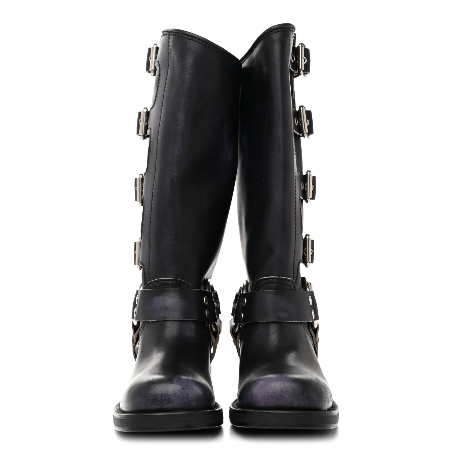 Miu Miu Calfskin Harness Boots 38 Black 3 of 10
