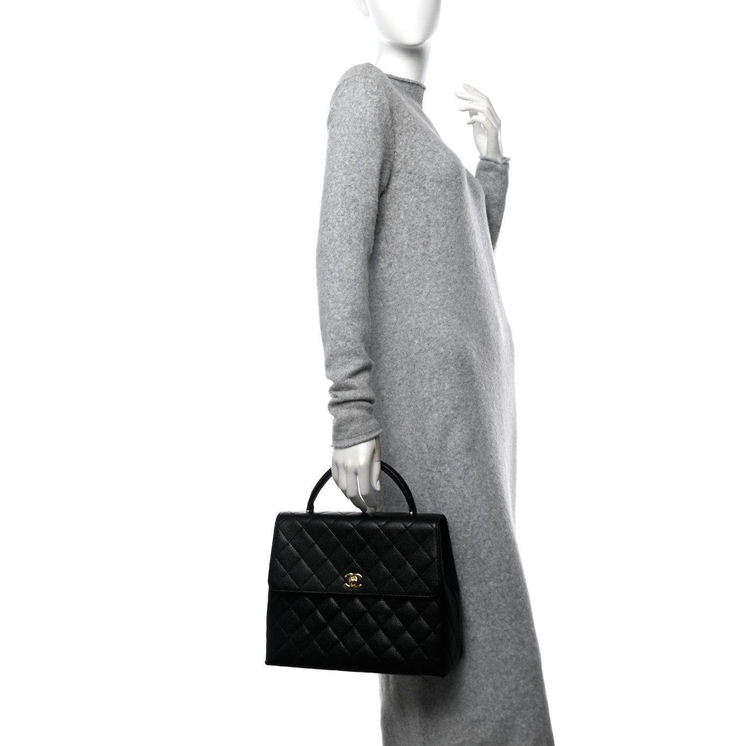 Chanel Caviar Quilted Jumbo Kelly Flap Black 2 of 10