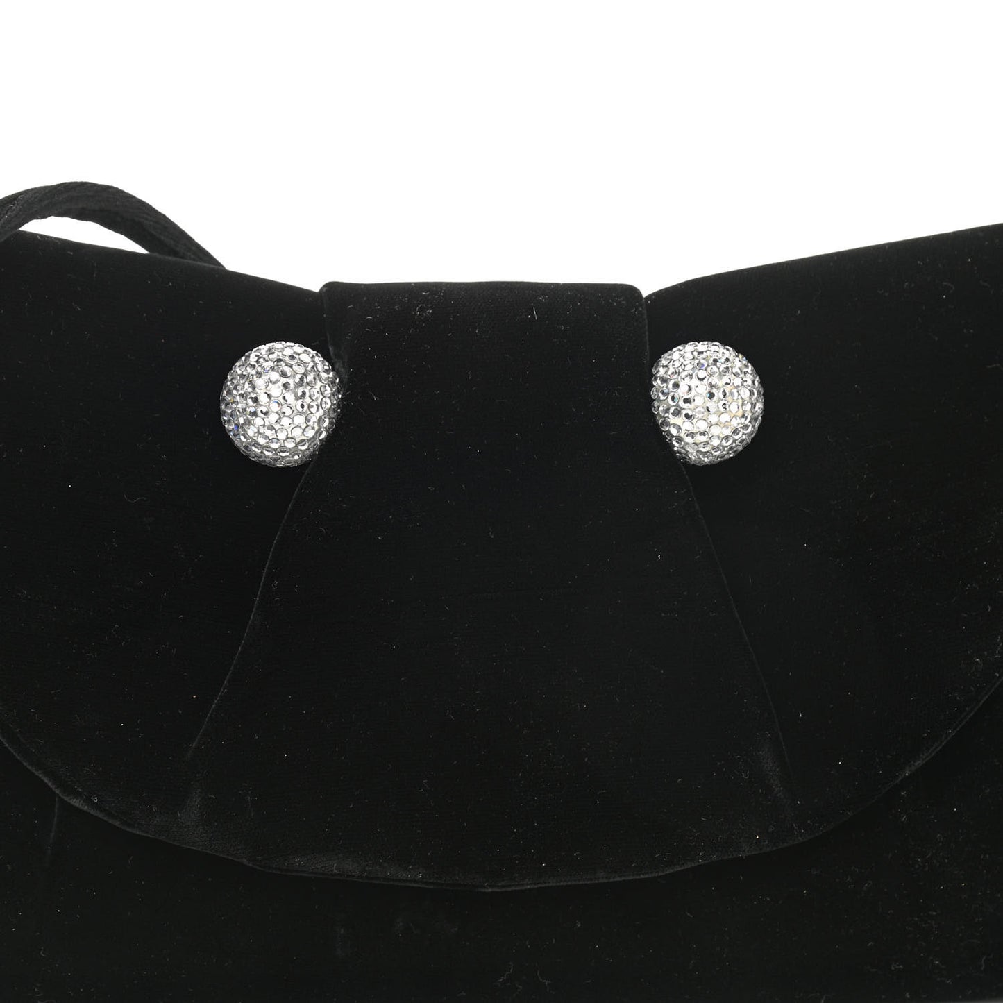 Velvet Crystal Flap Clutch Black