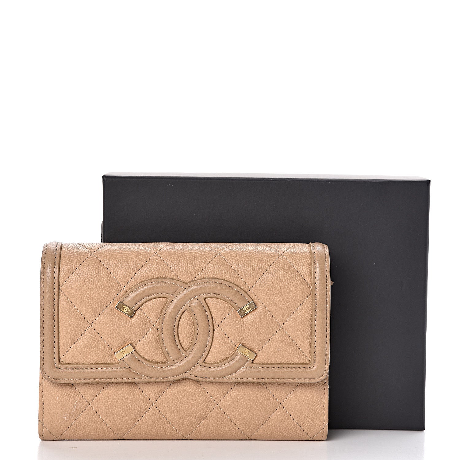 Chanel Caviar Quilted Medium Filigree Flap Wallet Beige 13 of 13