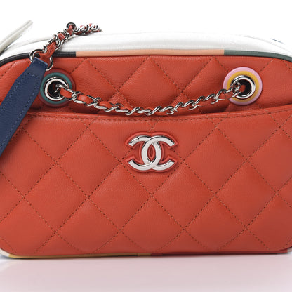 Chanel Calfskin Quilted Cuba Camera Bag Orange Navy White 8 of 10