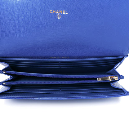 Chanel Caviar Quilted Large Gusset Flap Wallet Blue 5 of 13