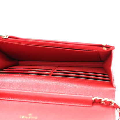 Chanel Caviar Quilted Wallet On Chain WOC Red 5 of 12