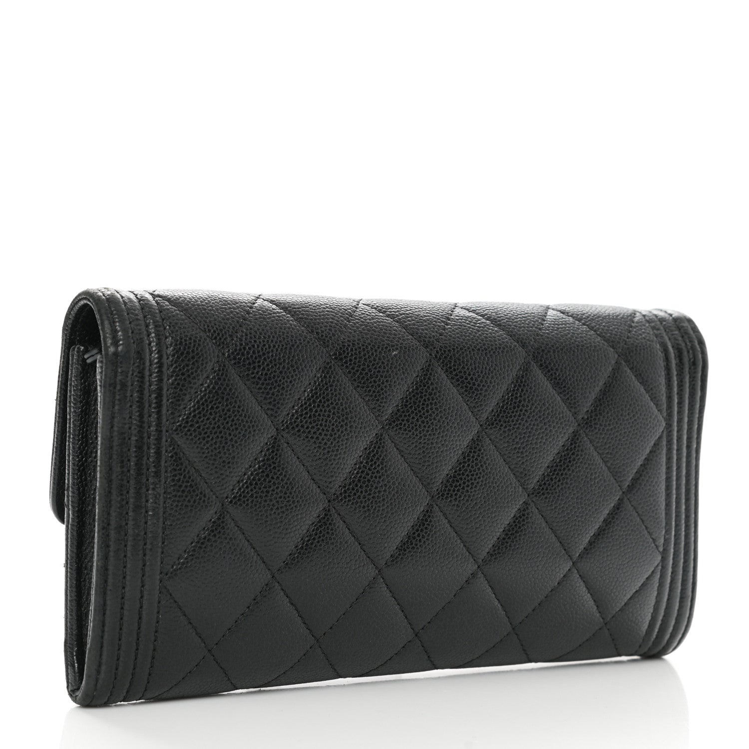 Chanel Caviar Quilted Large Boy Gusset Flap Wallet Black 3 of 9