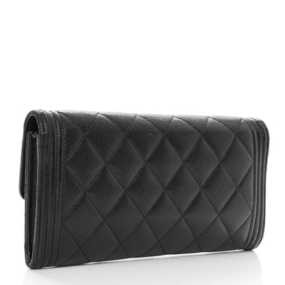 Chanel Caviar Quilted Large Boy Gusset Flap Wallet Black 3 of 9