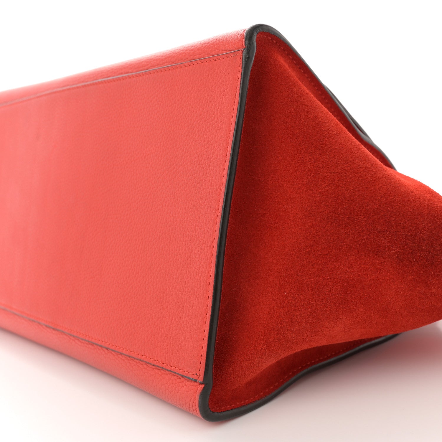 Celine Drummed Calfskin Suede Medium Trapeze Vermillion 9 of 17