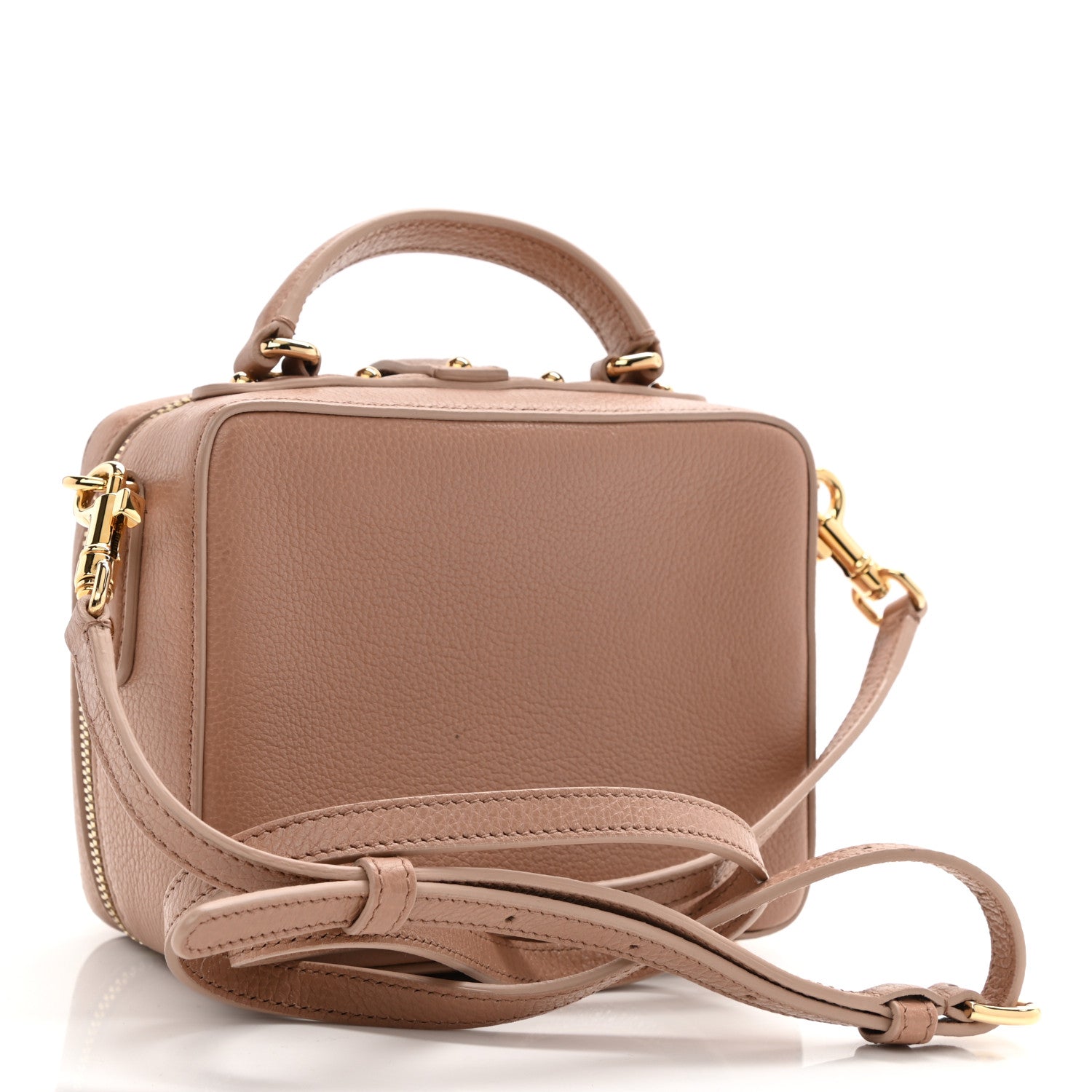 Dolce & Gabbana Grained Calfskin Dauphine Crystal Embellished Box Bag Beige 3 of 8