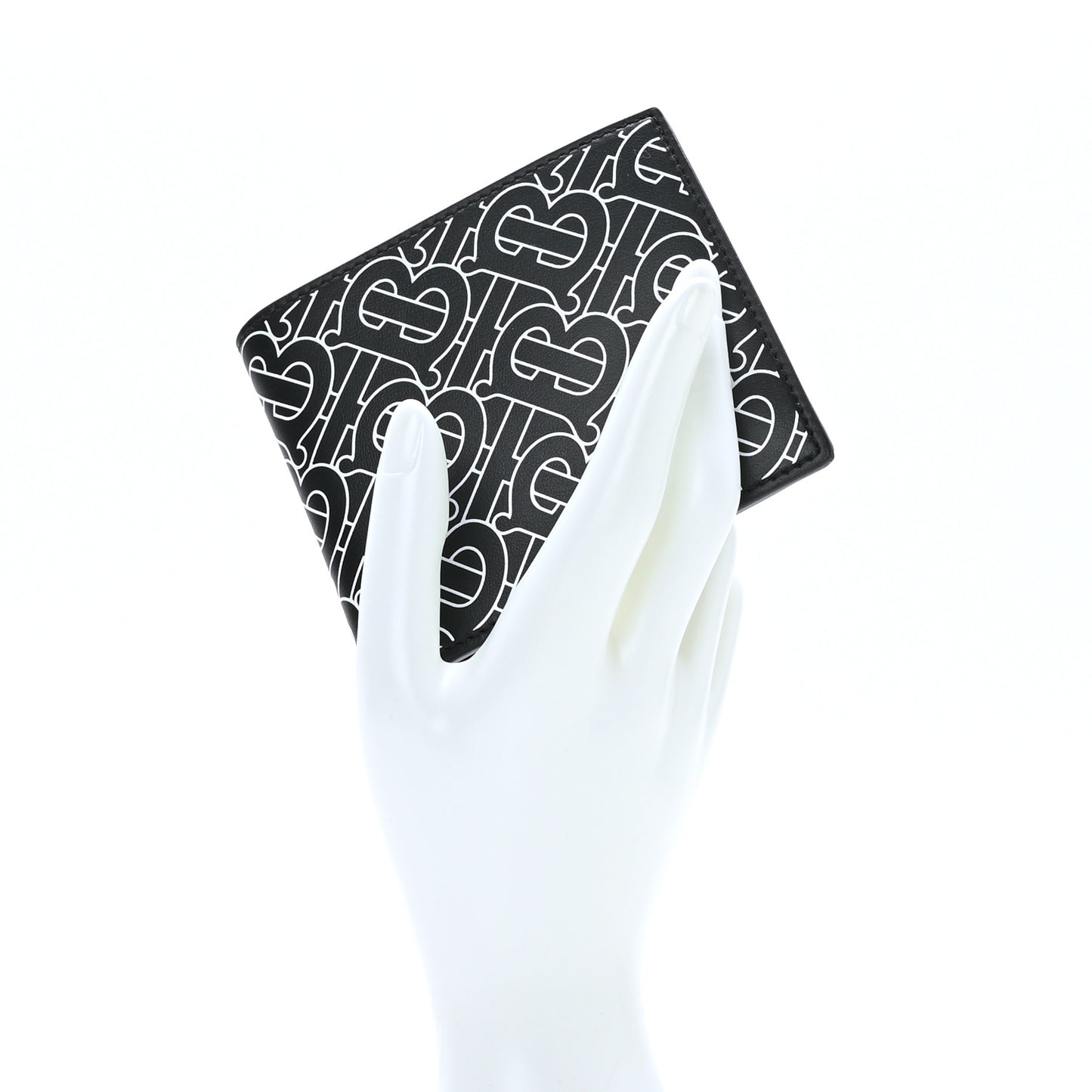 Calfskin Embossed Monogram Bi-Fold Wallet Black White
