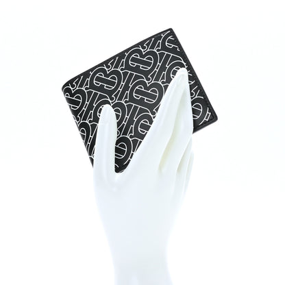 Burberry Calfskin Embossed Monogram Bi-Fold Wallet Black White 2 of 6