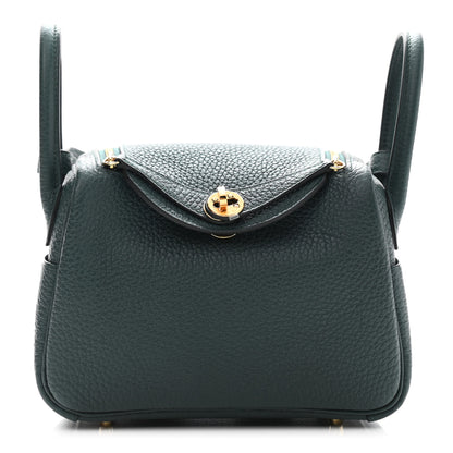 Hermes Taurillon Clemence Mini Lindy 20 Vert Cypress 1 of 11