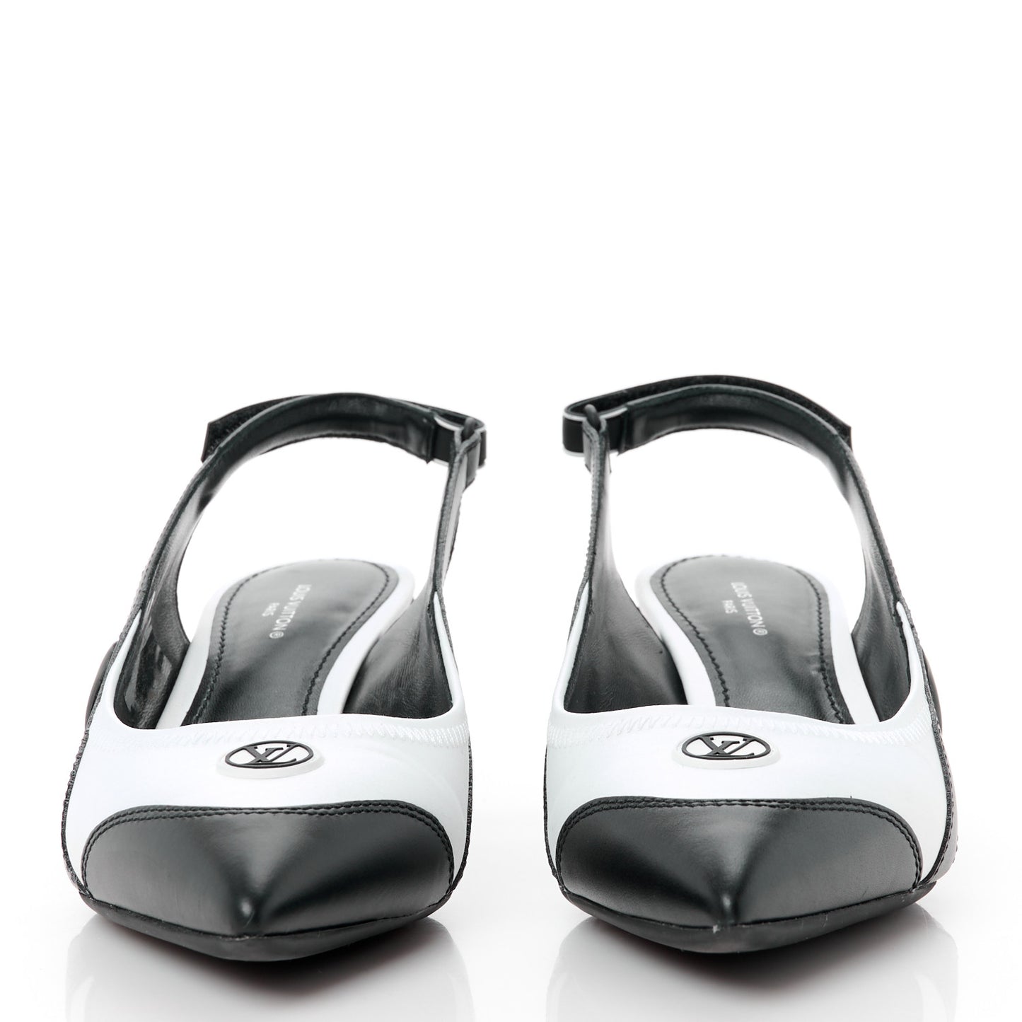 Calfskin Archlight Slingback Pumps 37 Black White