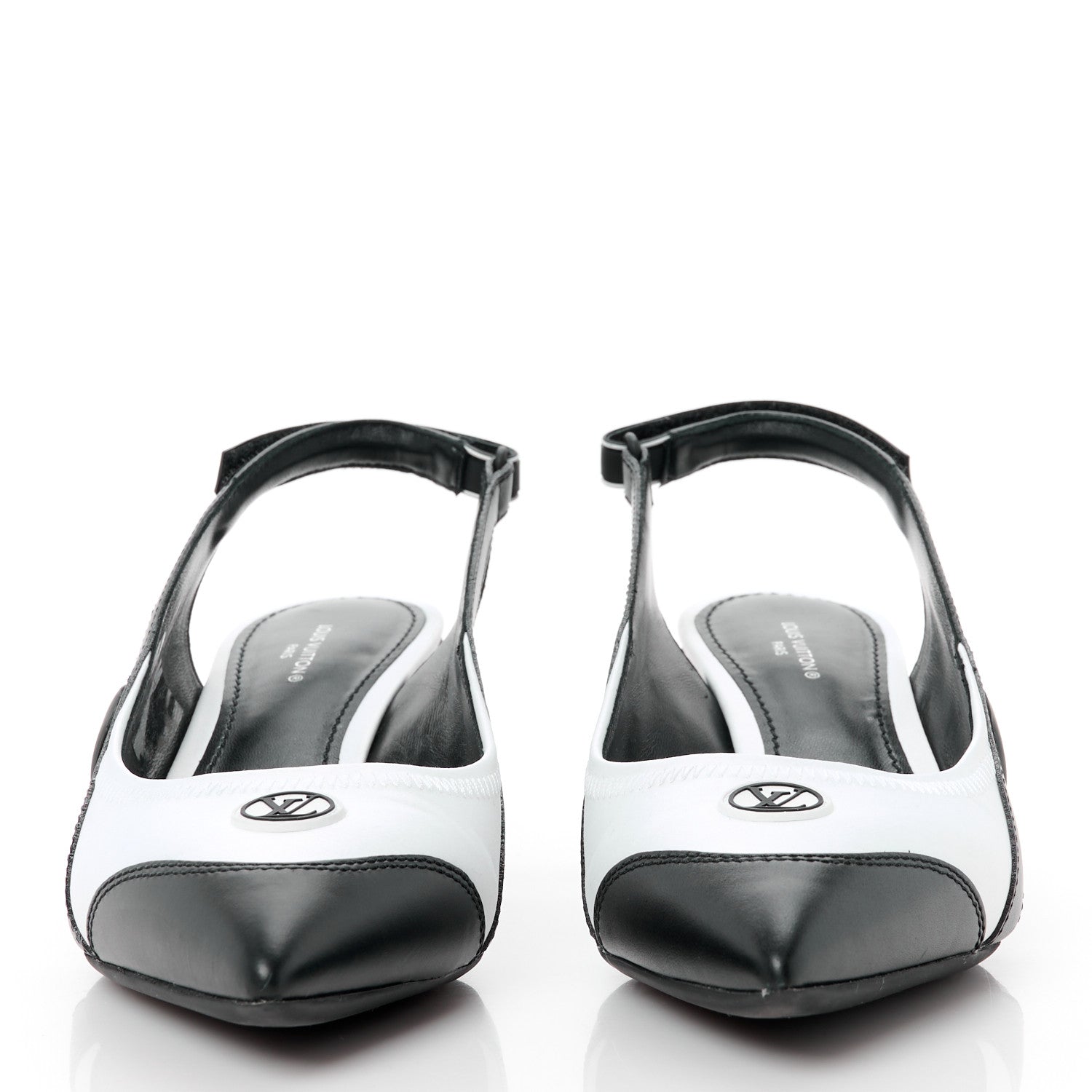Louis Vuitton Calfskin Archlight Slingback Pumps 37 Black White 2 of 10
