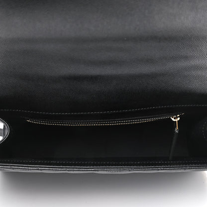 Saint Laurent Grain De Poudre Matelasse Chevron Large Monogram Satchel Black 4 of 4