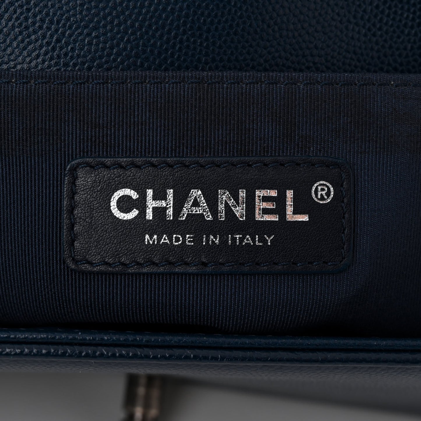 Caviar Chevron Quilted Medium Boy Flap Navy