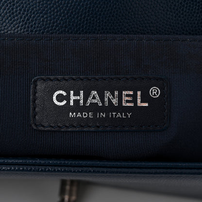 Chanel Caviar Chevron Quilted Medium Boy Flap Navy 6 of 12