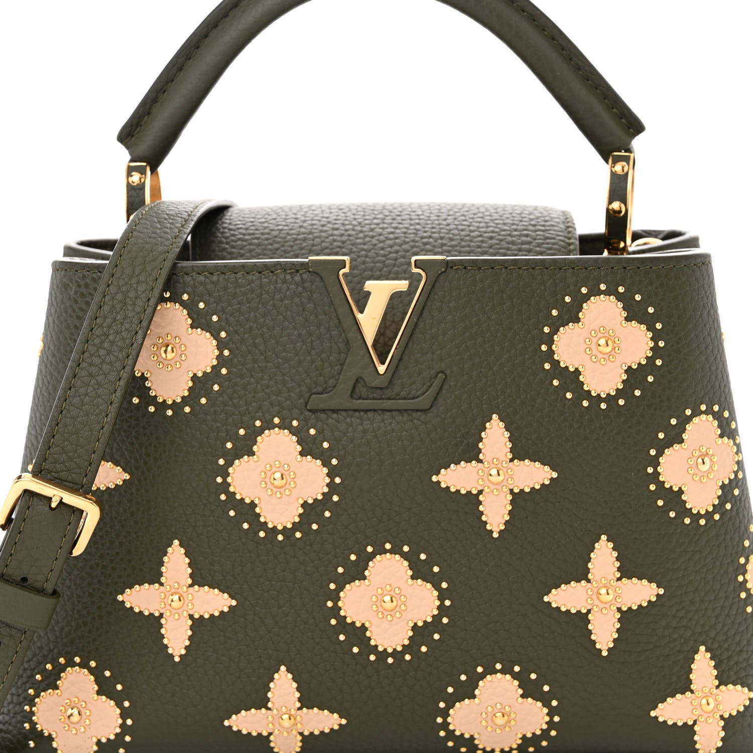 Louis Vuitton Taurillon Flowers Capucines BB Khaki 7 of 9