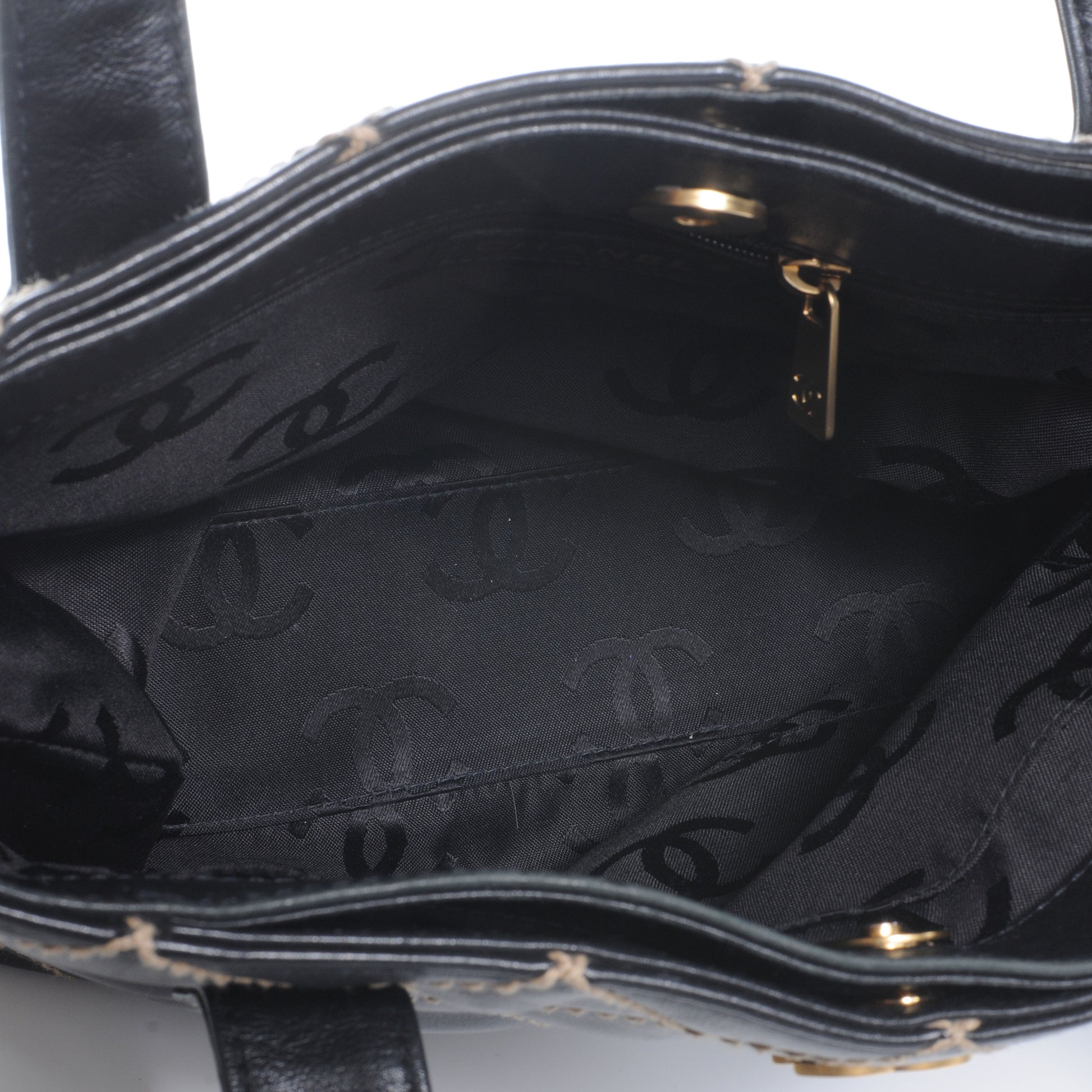 Chanel Calfskin Contrast Stitch Surpique Tote Black 8 of 8