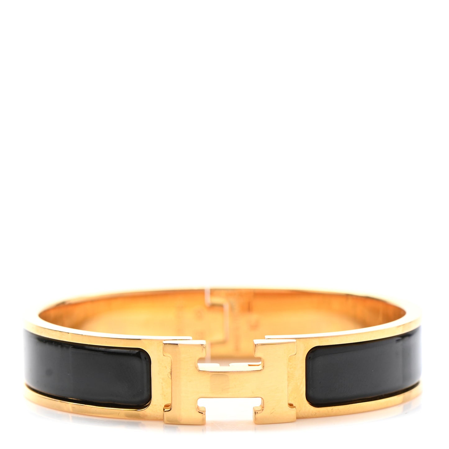 Enamel Narrow Clic Clac H Bracelet PM Black