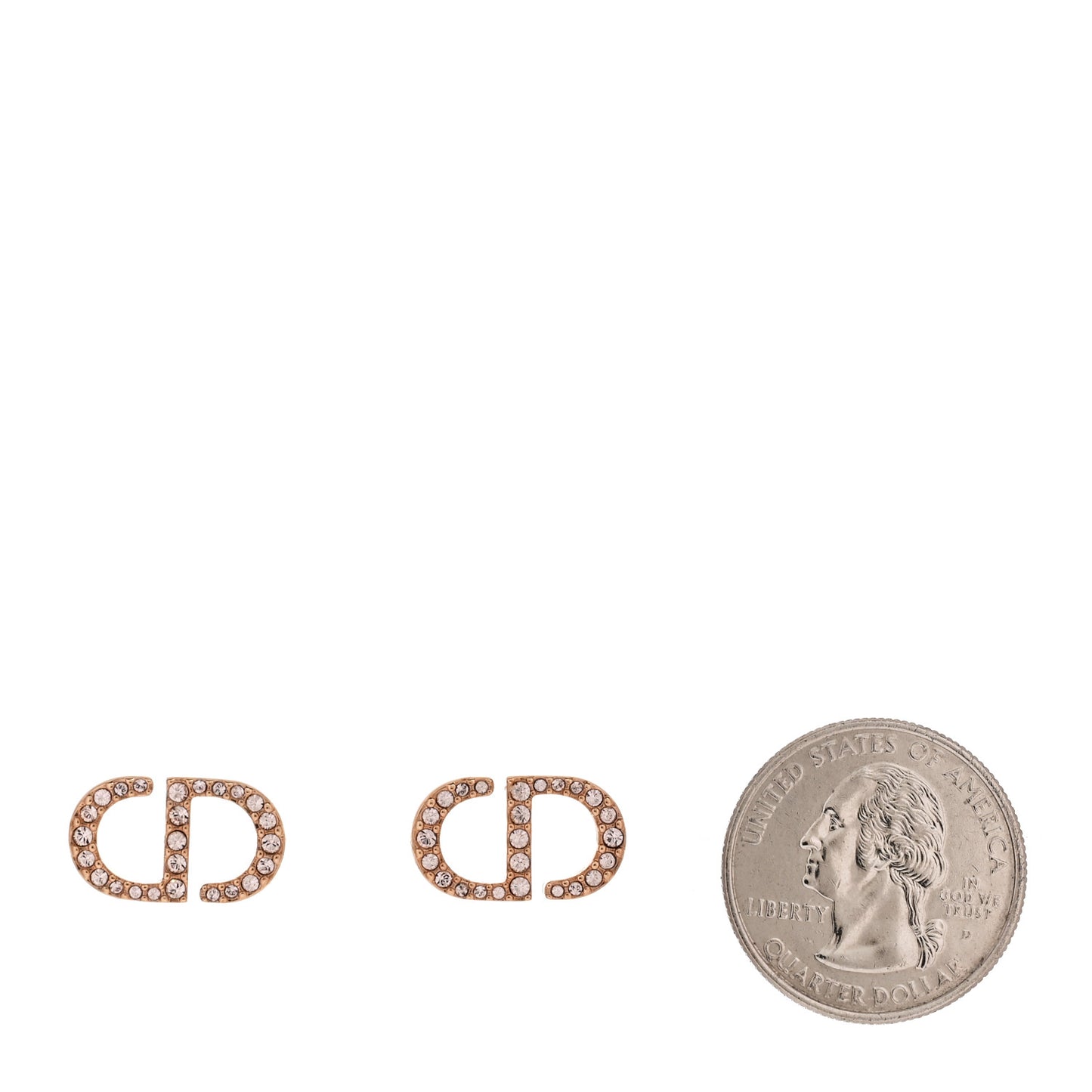 Crystal Petit CD Stud Earrings Rose Gold