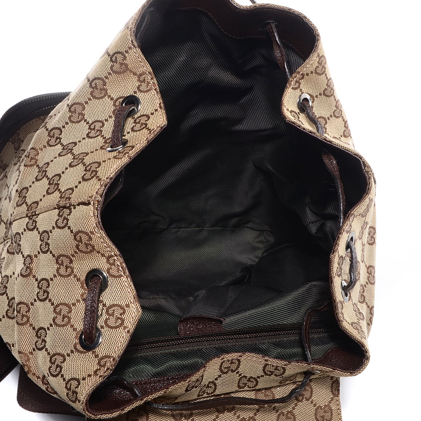 GG Monogram Single Buckle Backpack Brown