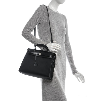 Hermes Military Toile Vache Hunter Herbag Zip PM 31 Black 2 of 8