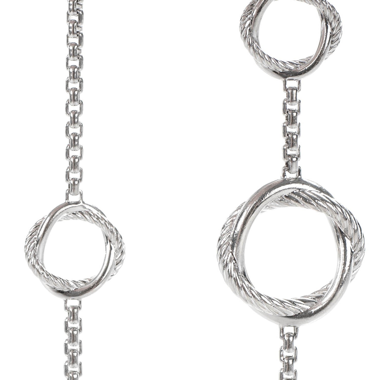 David Yurman Sterling silver Pave Diamond 14mm Infinity Station Necklace 4 of 7