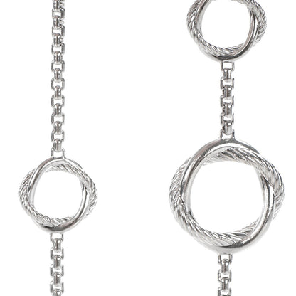 David Yurman Sterling silver Pave Diamond 14mm Infinity Station Necklace 4 of 7