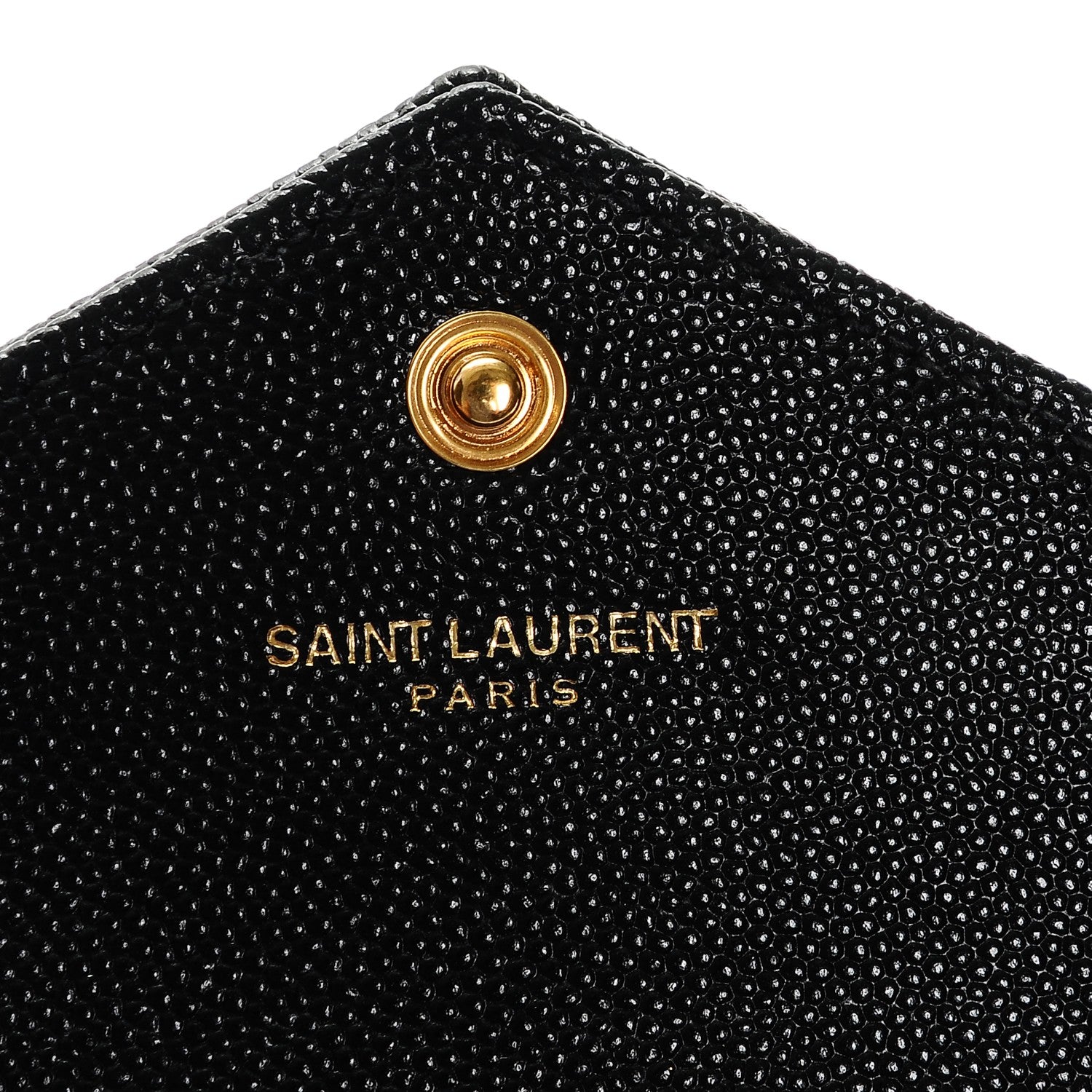 Saint Laurent Grain De Poudre Matelasse Chevron Monogram Envelope Chain Wallet Black 6 of 7