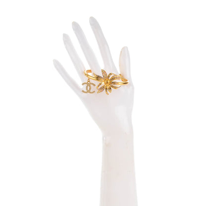Chanel Pearl Crystal CC Palm Tree Cuff Gold 2 of 4