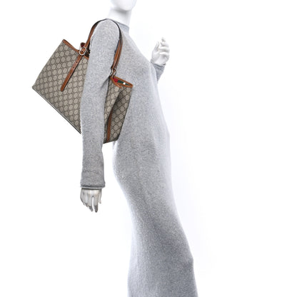 Gucci GG Supreme Monogram Emblem Medium Tote Bag Beige Dark Brown 2 of 10