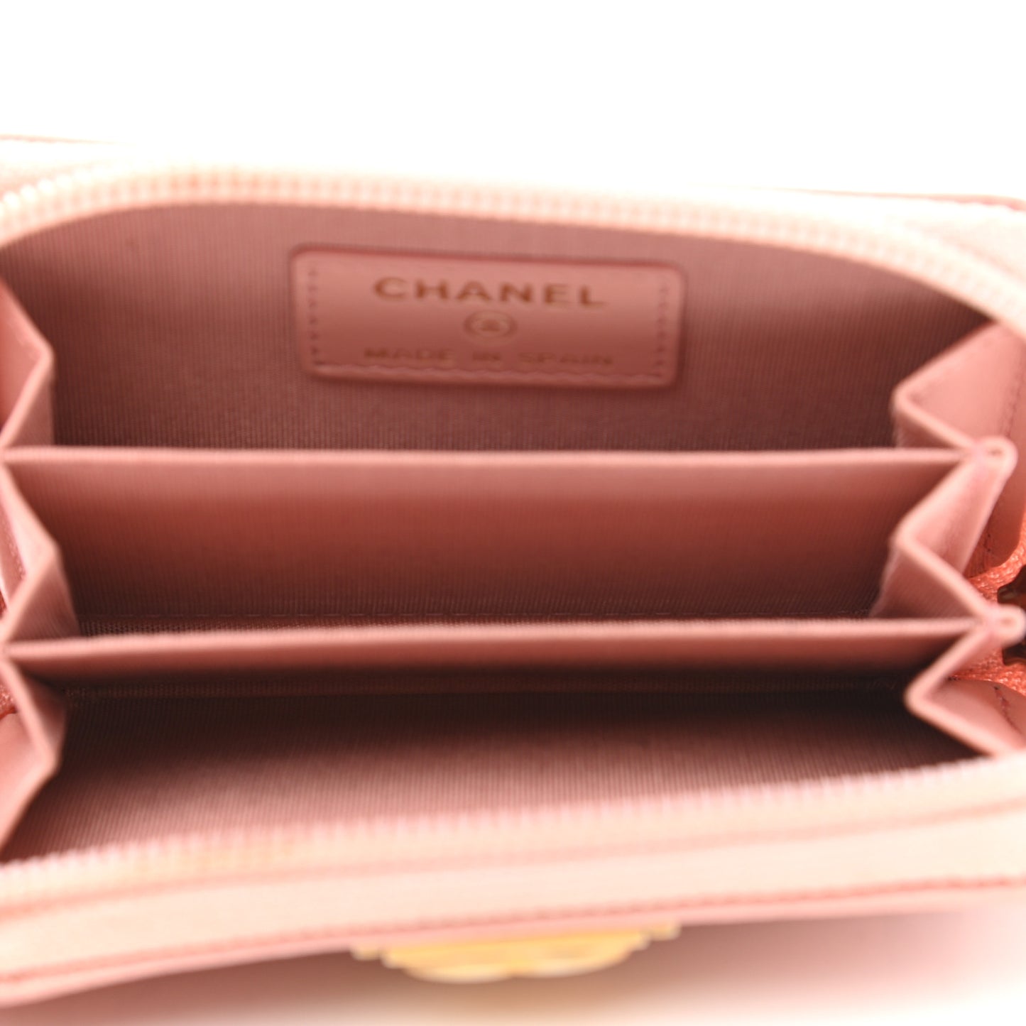 Caviar Quilted Boy Zip Around Coin Purse Wallet Light Pink