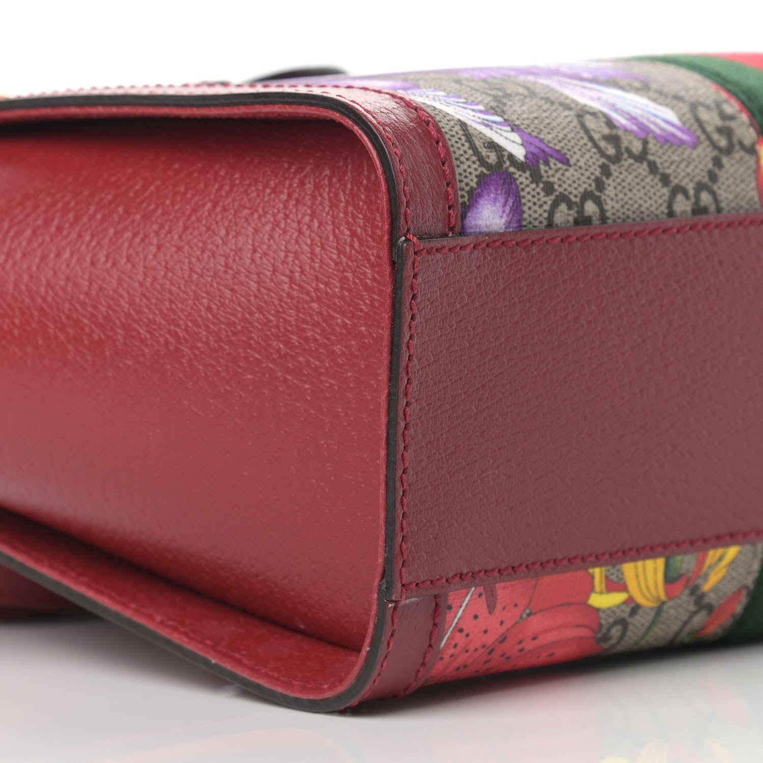 Gucci GG Supreme Monogram Flora Web Small Ophidia Tote Bag Red 8 of 9